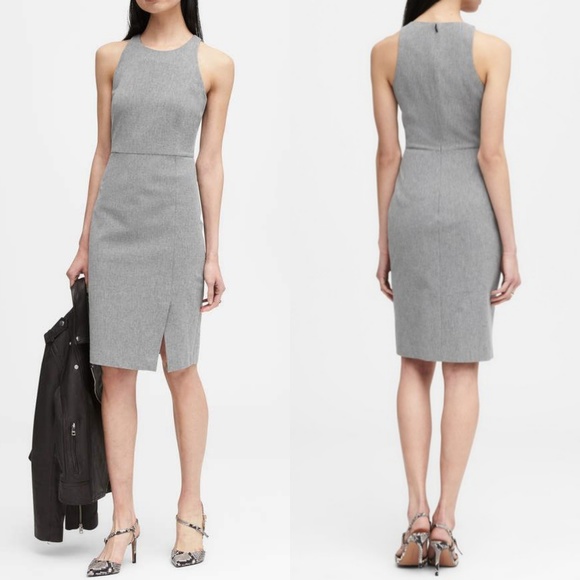 Banana Republic Dresses & Skirts - BANANA REPUBLIC Gray Twill Racer-neck Dress